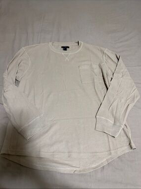 Forever 21 Men Medium Waffle Knit Crewneck - Cream